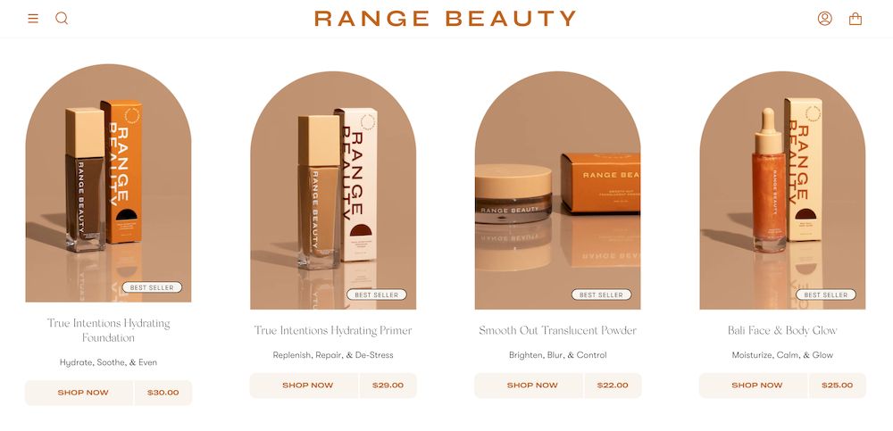 shopify store Range Beauty